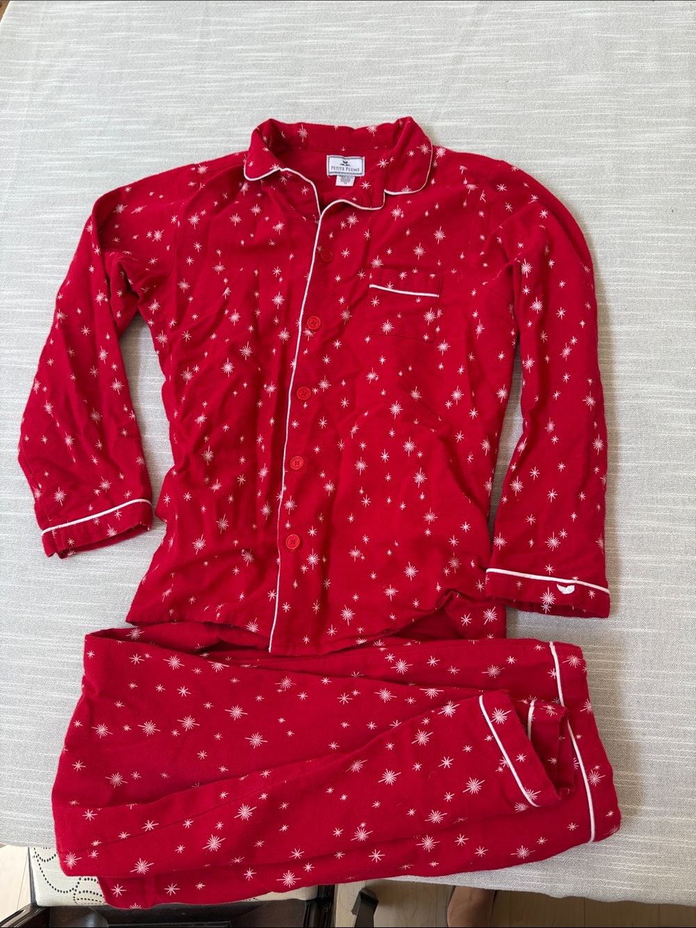 Petite Plume red flannel pajama set 14 girls